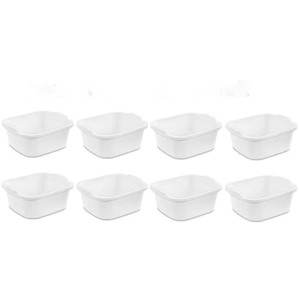 Sterilite Small Portable Rectangle Plastic 8 Qt Dish Pan Basin