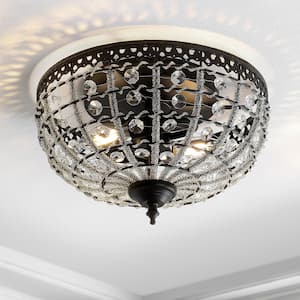 Anita 12.25 in. Black/Clear Low-Ceiling Metal/Acrylic LED Flush Mount