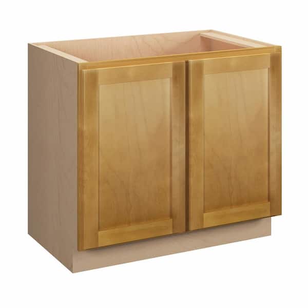 Aberdeen Recessed 42 in. W x 34.5 in. H x 24 in. D in Caramel Plywood Assembled Full Height Door Base Cabinet