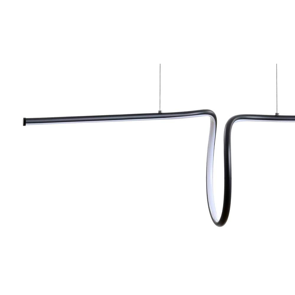 Ali 34.5" Matte Black Modern LED Metal Linear Pendant
