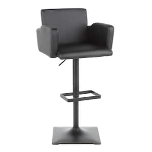 Sergio in Black Faux Leather Adjustable Height Bar Stool