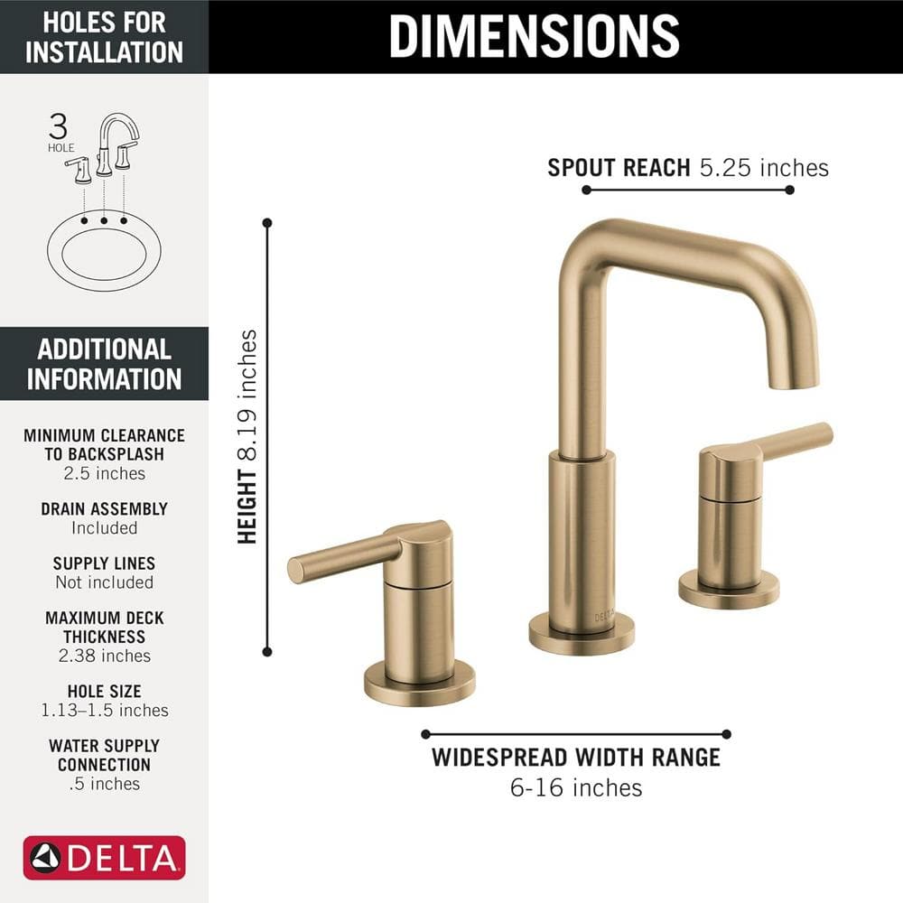 Delta Nicoli Champagne Bronze 2-Handle Widespread Bathroom Faucet