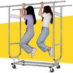 Chrome Metal Adjustable Garment Clothes Rack 51 in. W x 68 in. H