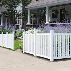 LaFayette 4 in. x 4 in. x 6 ft. White Vinyl Routed Fence End Post