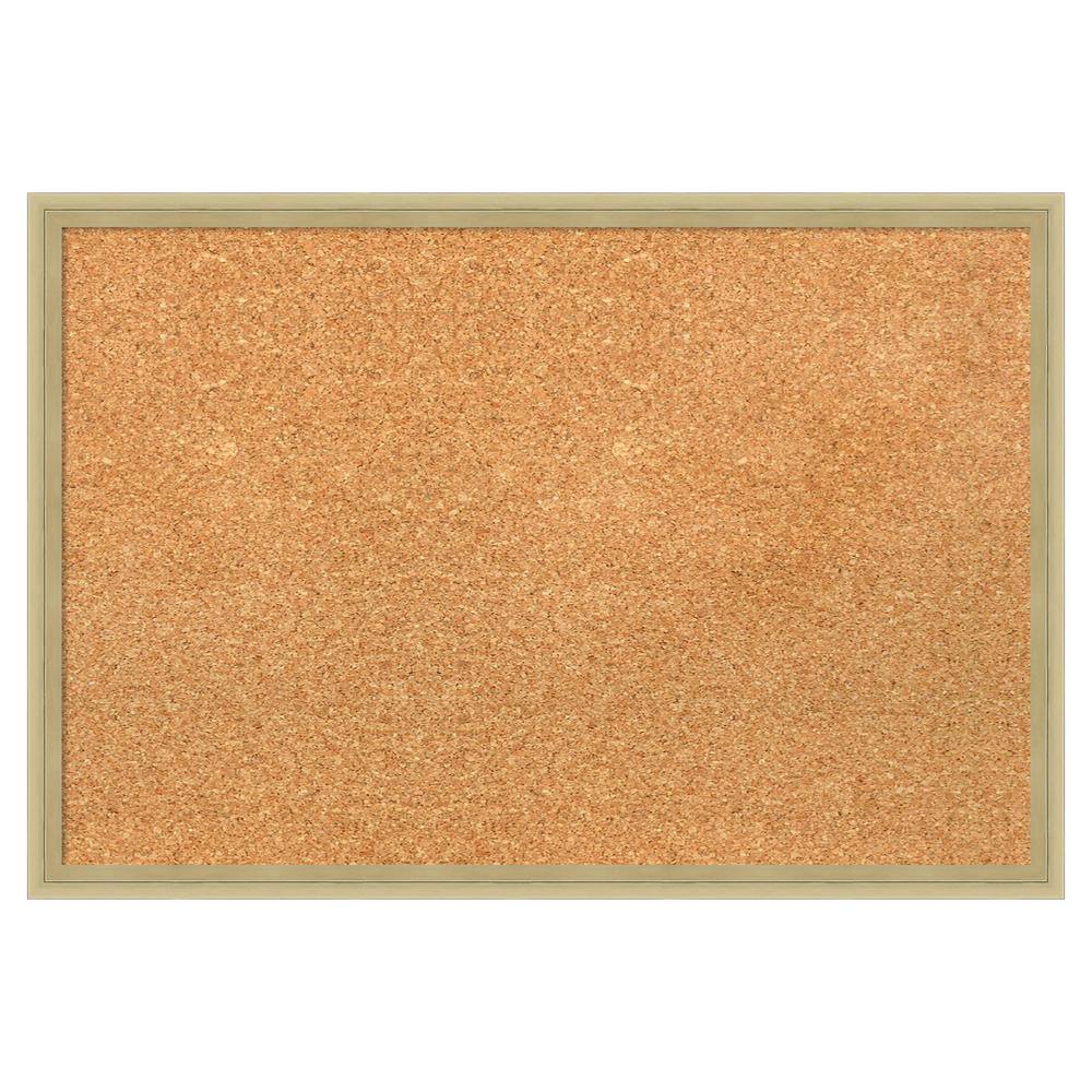 Amanti Art Lucie Champagne Wood Framed Natural Corkboard 25 in. x 17 in ...