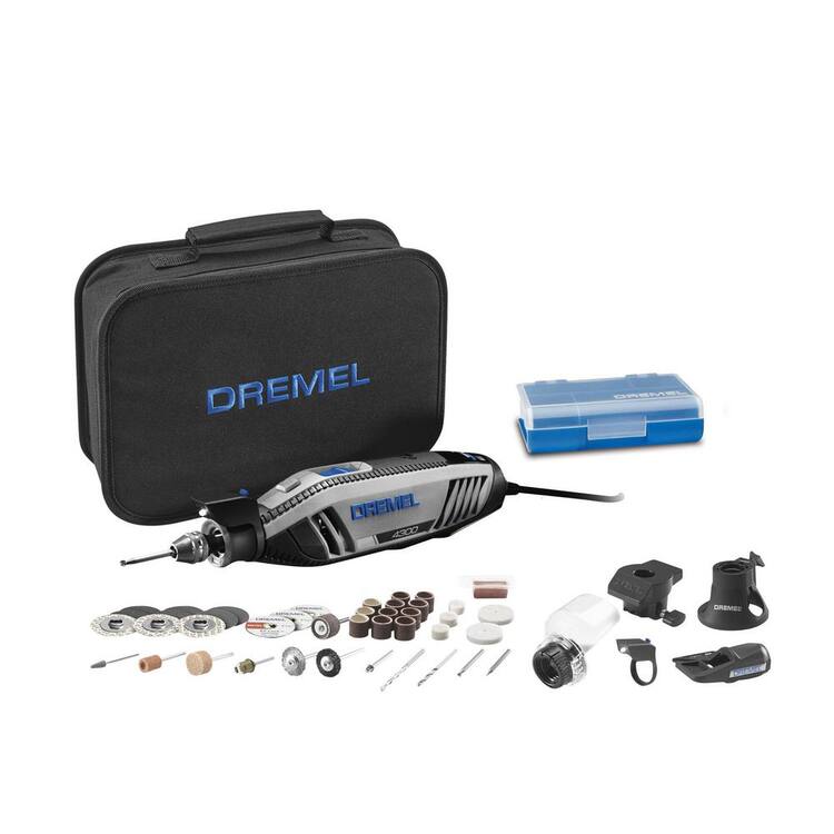 Dremel 4300 Series 1.8 Amp Variable Speed Corded Rotary Tool Kit w/ Mounted Light, 40 Accessories, 5 Attachments, Carrying Case