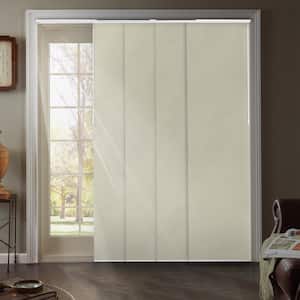Movie Night Cut-to-Size Ivory Blackout Adjustable Sliding Panel Track Blind with 23 in Slats Up to 86 in. W x 96 in. L