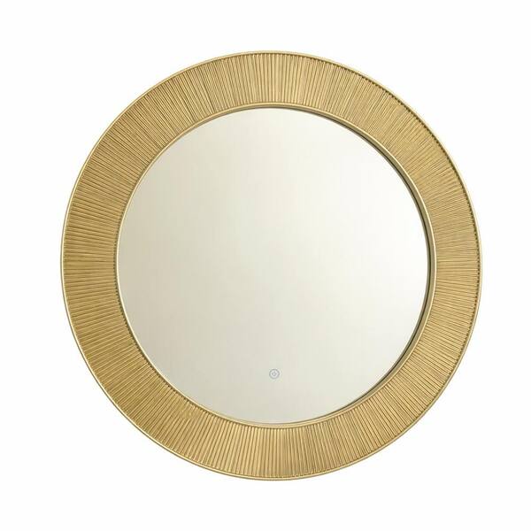 Loiry Modern 30.71 in. W x 30.71 in. H Round Framed Dimmable Wall Bathroom Vanity Mirror in Golden Frame