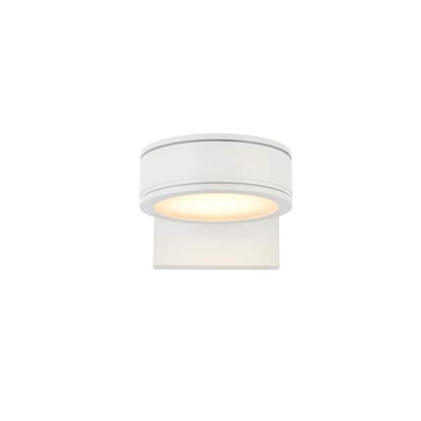 Unbranded Timeless Home 1-Light Round White LED Outdoor Wall Sconce