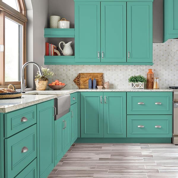 1 qt. #P440-4 March Aquamarine Satin Enamel Interior/Exterior Cabinet, Door & Trim Paint