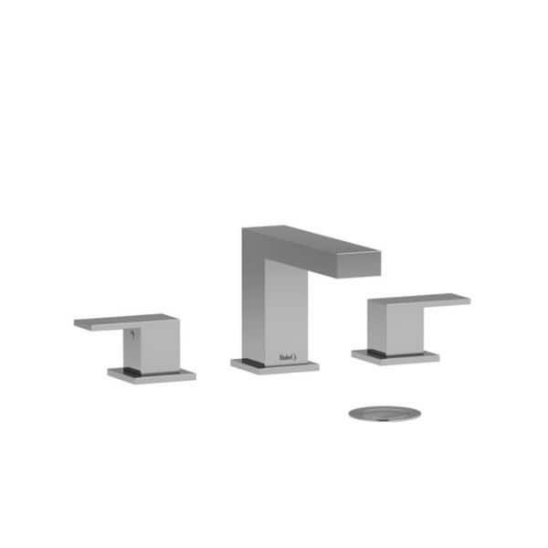 Kubik 8 in. Widespread Double-Handle Bathroom Faucet with Drain Kit Included in Brushed Chrome