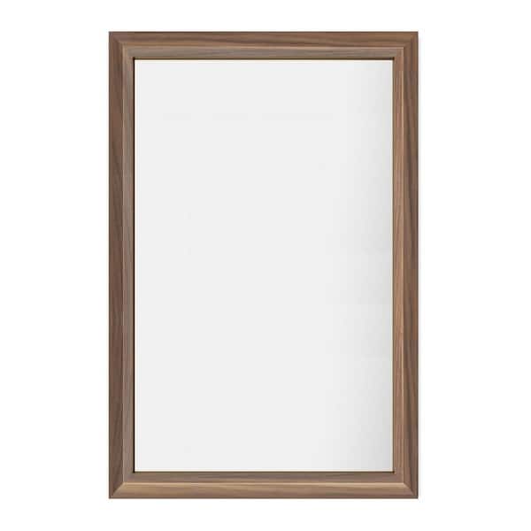 24 in. W x 36 in. H Rectangular Aluminum Alloy Framed and Tempered Glass Wall Bathroom Vanity Mirror in Dark Brown Wood