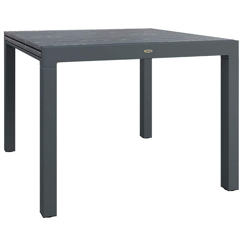 29.5 in. Rectangle Extendable Metal Outdoor Dining Table with Wood Effect S