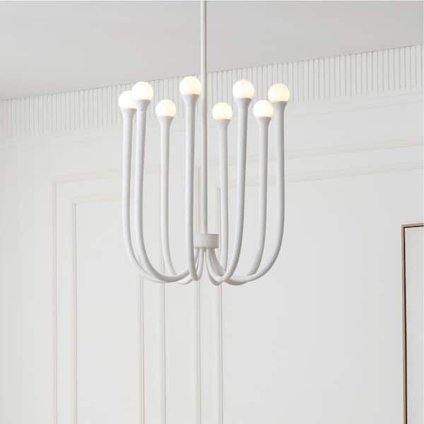 Breeze 8-Light Matte White Chandelier - Modern Coastal Style Textured Pendant Chandelier, Included G9 LED Bulbs