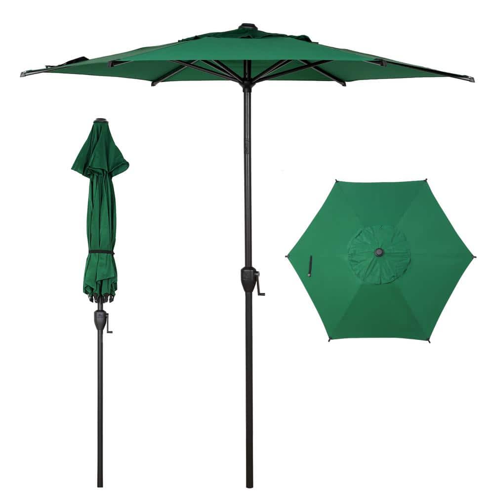 Lyon 7.5 ft. Steel Market Solar Horizontal Tilt Patio Umbrella in Dark Gree
