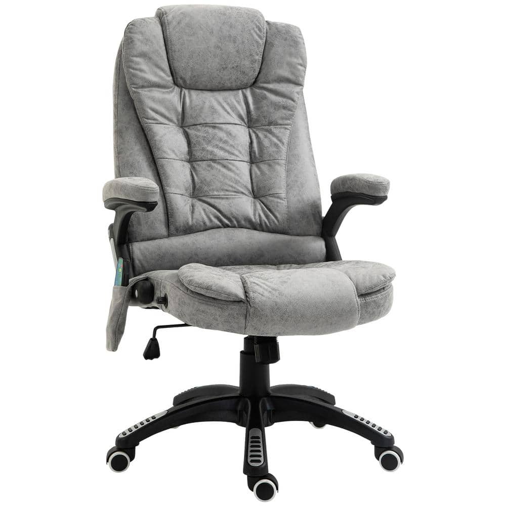 6-Point Vibration Massage Office Chair High Back Faux Leather wWheel Footrest 