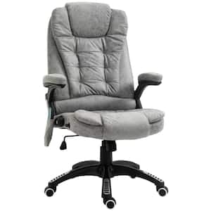 Grey Microfiber Ergonomic Vibrating Massage Office Chair with 6-Point Vibration Reclining Backrest