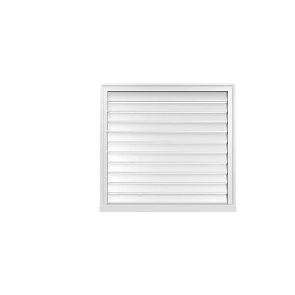 Ekena Millwork 36" x 34" Vertical Surface Mount PVC Gable Vent: Functional with Brickmould Sill Frame