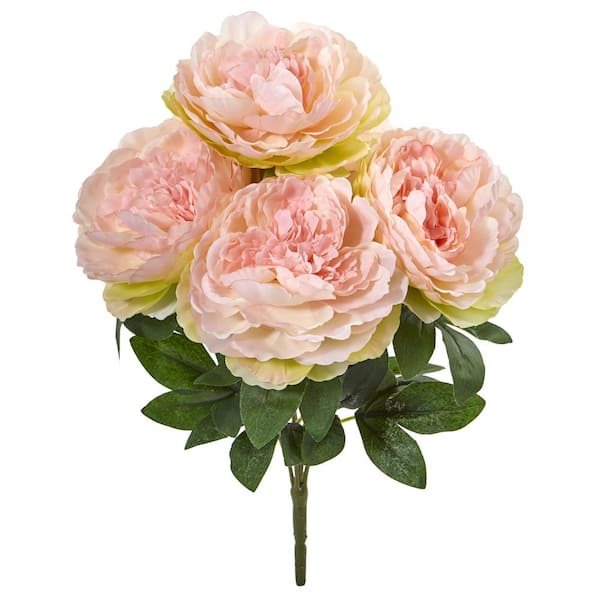 Nearly Natural Indoor 17 Peony Artificial Flower Bouquet (Set of 6)