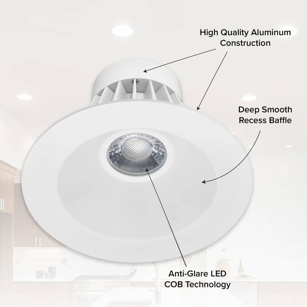 White Aluminum 7.1" Round LED Recessed Downlight