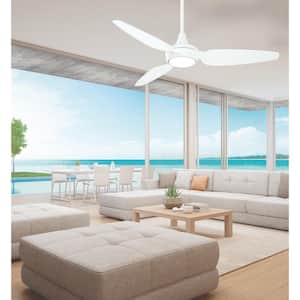 Seacrest 60 in. LED Indoor/Outdoor Flat White Smart Ceiling Fan with Light and Remote Control