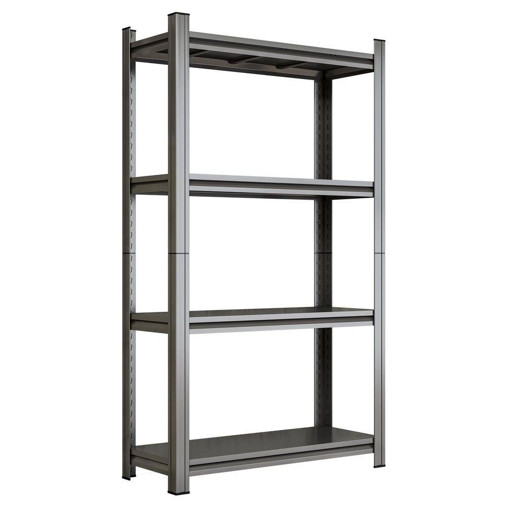 4-Tier Black Metal Shelving Unit, Open Bookcase Storage Rack with Adjustable Shelf-32 in. W x 12 in. D x 59 in. H