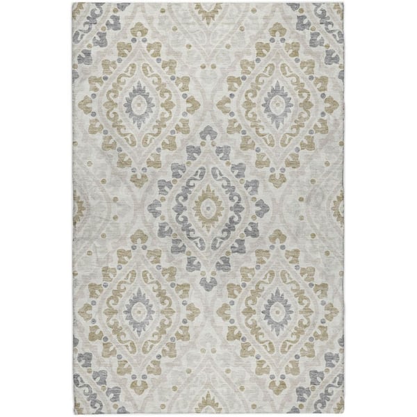Dream Shag Premium Machine Washable Abstract ADS761 Ivory 3 ft. x 5 ft. Area Rug