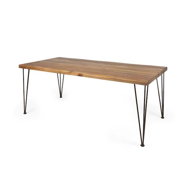 Teak Rectangular Wooden Dining Table with Easy-to-Clean and Durable Frame, Weather-resistant & Industrial Dinner Table