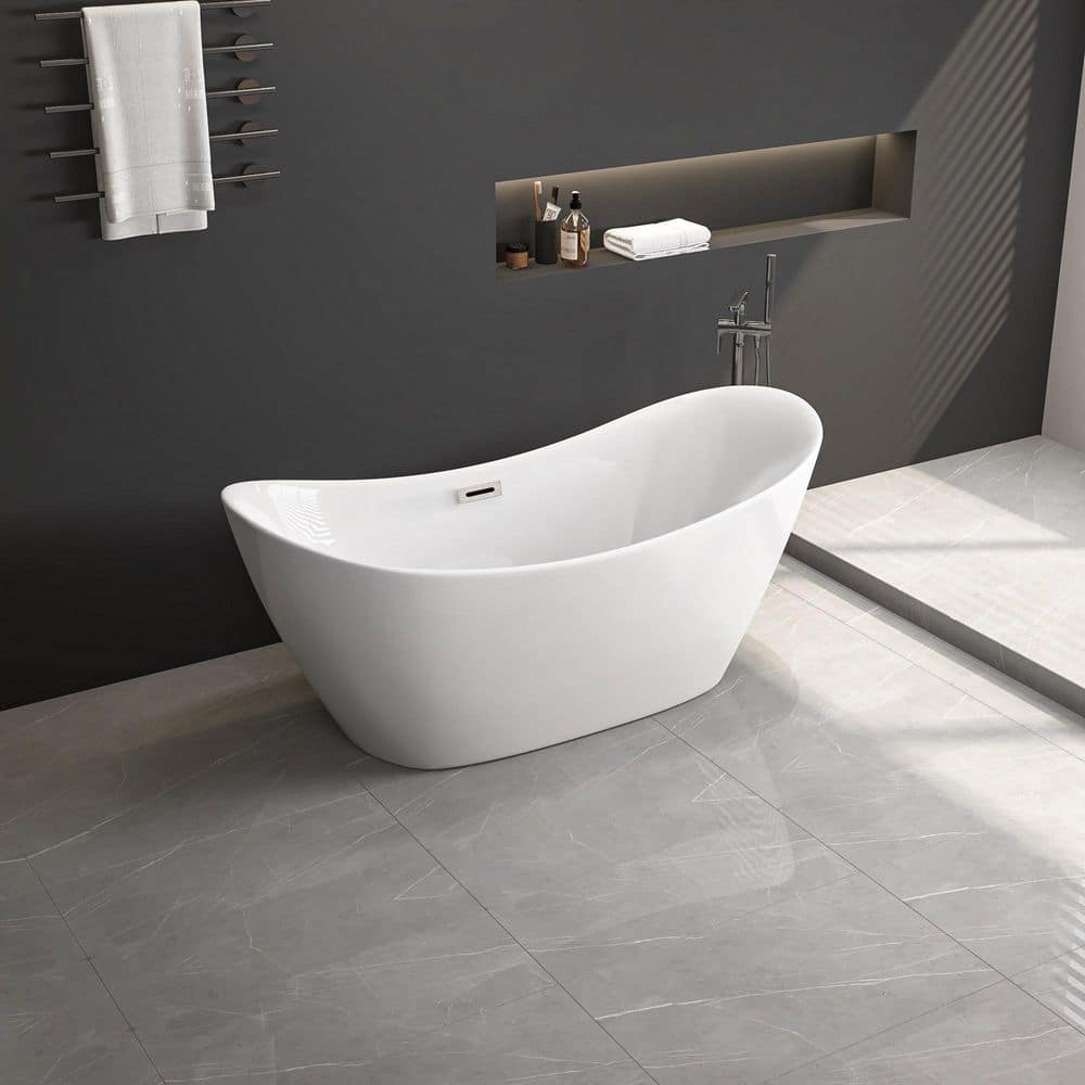67 in. x 30 in. Acrylic Freestanding Flatbottom Soaking Bathtub in White price history on PriceWatchPro