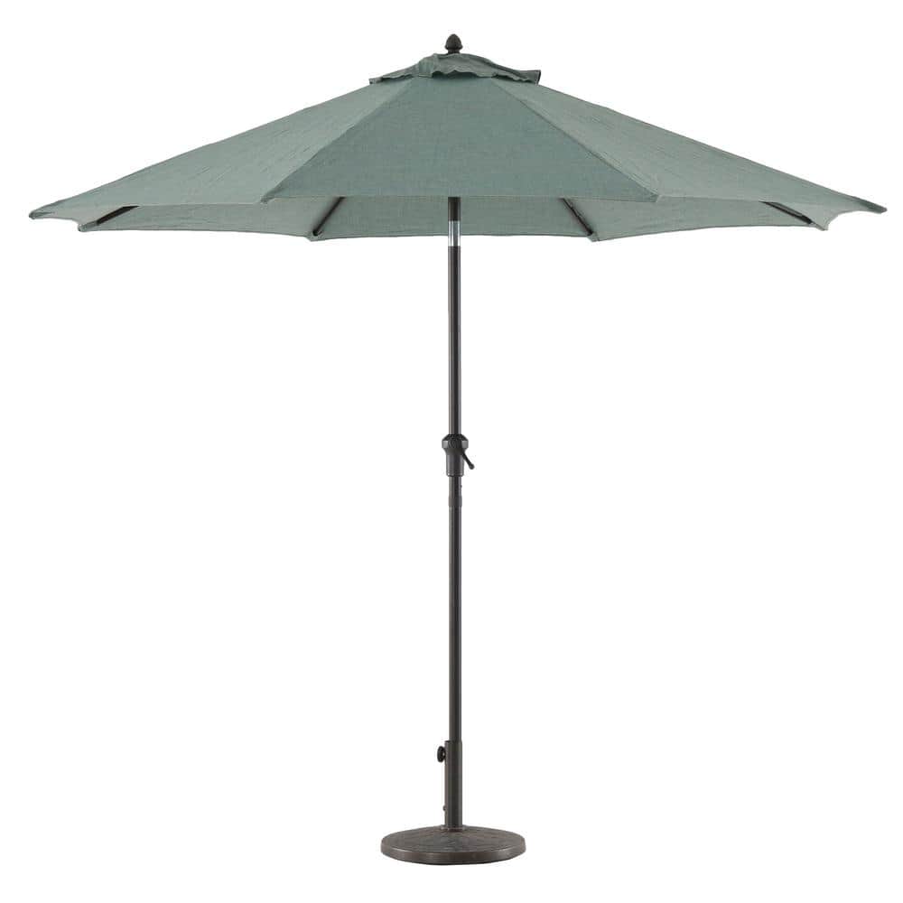 Garden 9 ft. Aluminum Market Crank and Tilt Patio Umbrella in Teal MUB90S005 - The Home Depot
