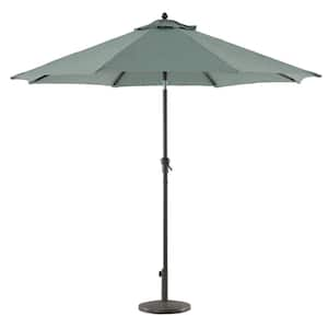 9 ft. Aluminum Market Crank and Tilt Patio Umbrella in Teal