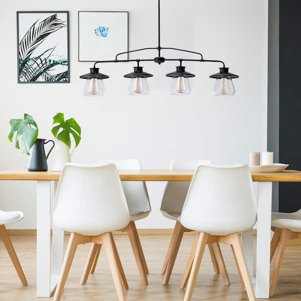 Nate 4-Light Oil Rubbed Bronze Pendant with Clear Glass Shades