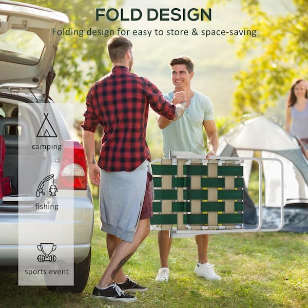 2-Piece Green Metal Folding Portable Outdoor Lawn Chair for