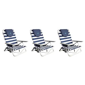 On Your Back Aluminum Sand Beach Chair 6 in. Off The Ground Lounge Chair (3-Pack)