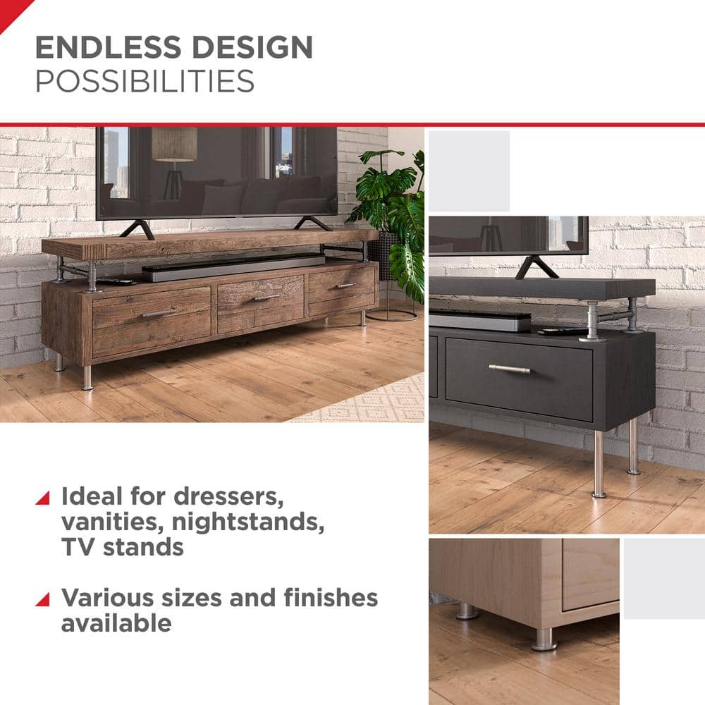 BORSA 6" Stainless Steel Round Furniture Leg with Leveling Glide