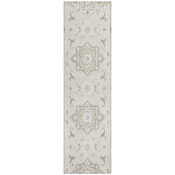Chantille Machine Washable Indoor/Outdoor Abstract ACN3077 Ivory 2 ft. x 7 ft. Runner Rug