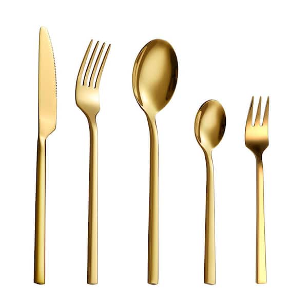 Velaze 30-Piece 18/8 Gold Flatware Set Stainless Steel Eating Utensils Set Knife Fork Spoon Set (Service for 6)