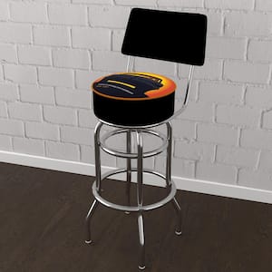 Pontiac GTO - Time and Distance 31 in. Orange Low Back Metal Bar Stool with Vinyl Seat