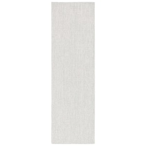 Martha Stewart Light Gray/Ivory 2 ft. x 8 ft. Muted Marle Solid Runner Rug