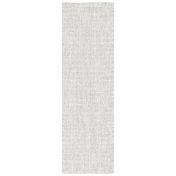 SAFAVIEH Martha Stewart Light Gray/Ivory 2 ft. x 8 ft. Muted Marle Solid Runner Rug