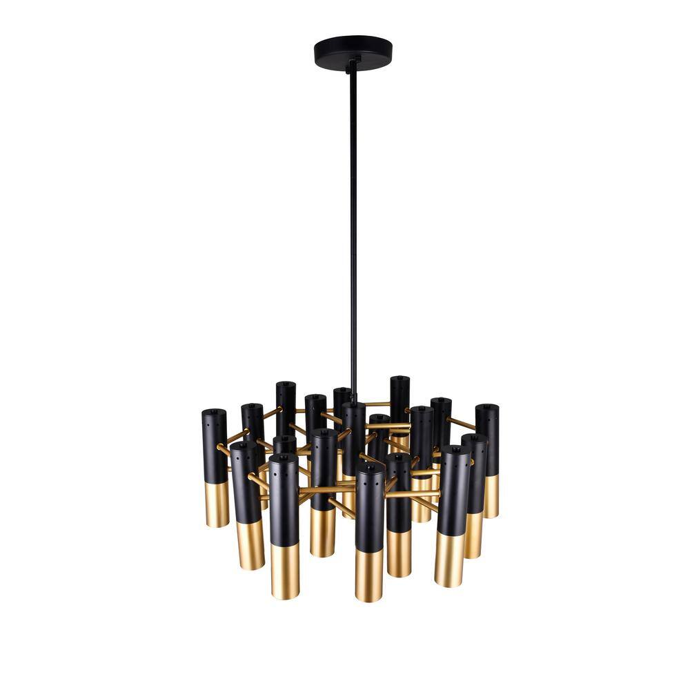 Elegant Anem 19-Light Matte Black and Satin Gold Crystal Chandelier