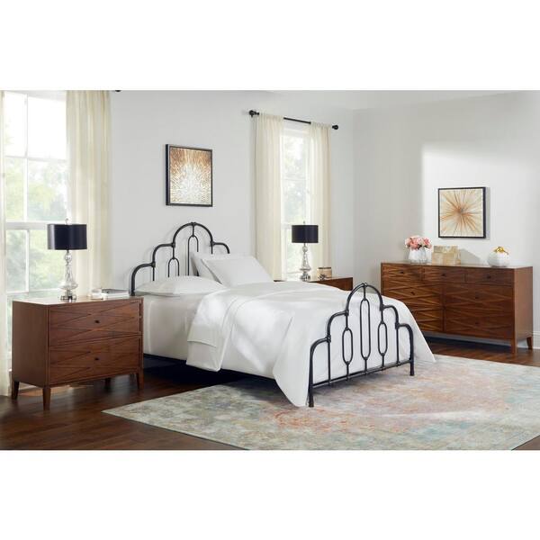 Home Decorators Collection - Delacroix Black Metal Queen Bed with Gold Detail (61.25 in W. X 55.13 in H.)