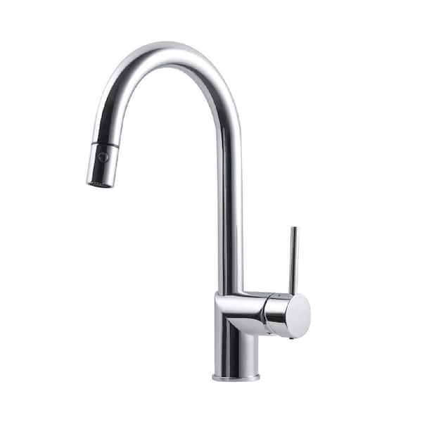 HOUZER Vitale Single-Handle Pull Down Sprayer Kitchen Faucet with CeraDox Technology in Polished Chrome