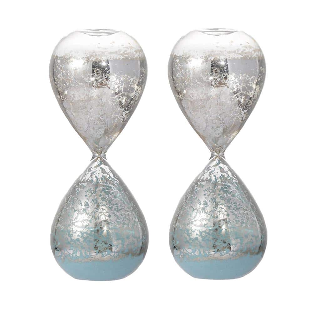 Silver Hourglass Sand Glass Timer 30-Minute Jade Sand, (Set-2)
