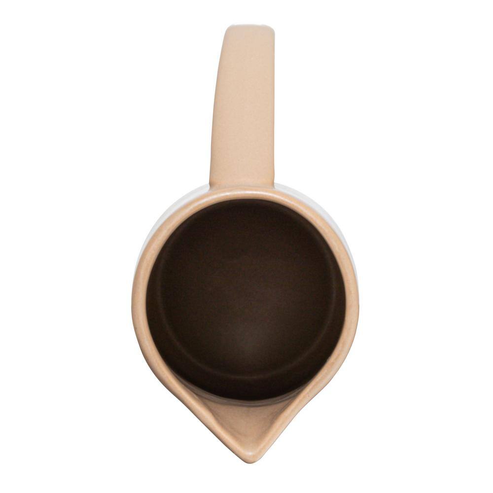 Putty Beige Modern Stoneware Pitcher with Handle, 7-inch