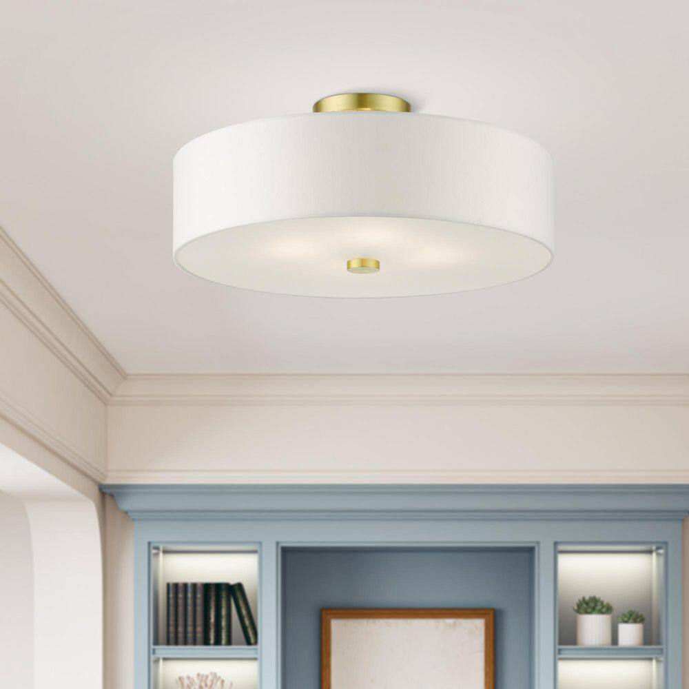 Satin Brass 18'' Drum Semi-Flush Mount Ceiling Light
