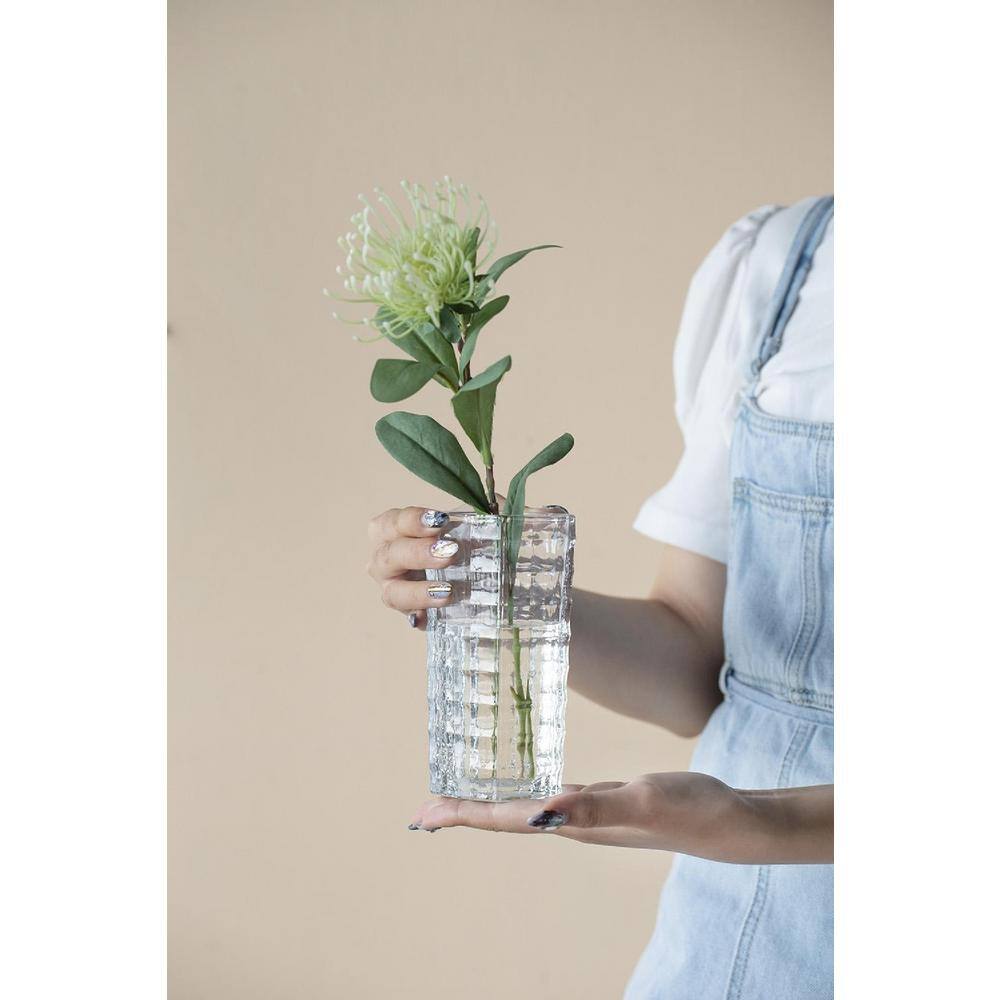 Green and Cream Plastic Protea Topiary Stems Set of 6