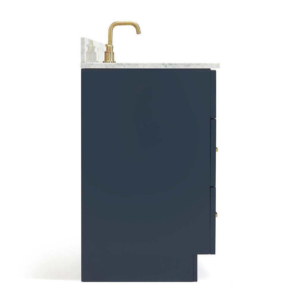 Hamlet 49" Midnight Blue Freestanding Vanity with White Marble Top