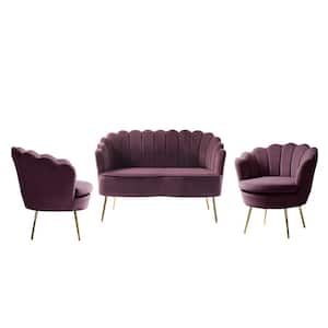 Yeran 52 in. 3 Piece Purple Living Room Set
