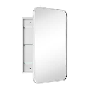 Garnes 17.5 in. W x 29 in. H Rectangular Recessed or Surface Mount Metal Medicine Cabinet with Mirror in Polished Nickel